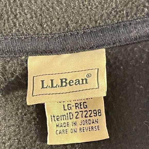 LL Bean Black Fleece Zip Up Nordic Fair Isle Trim - Picture 9 of 9